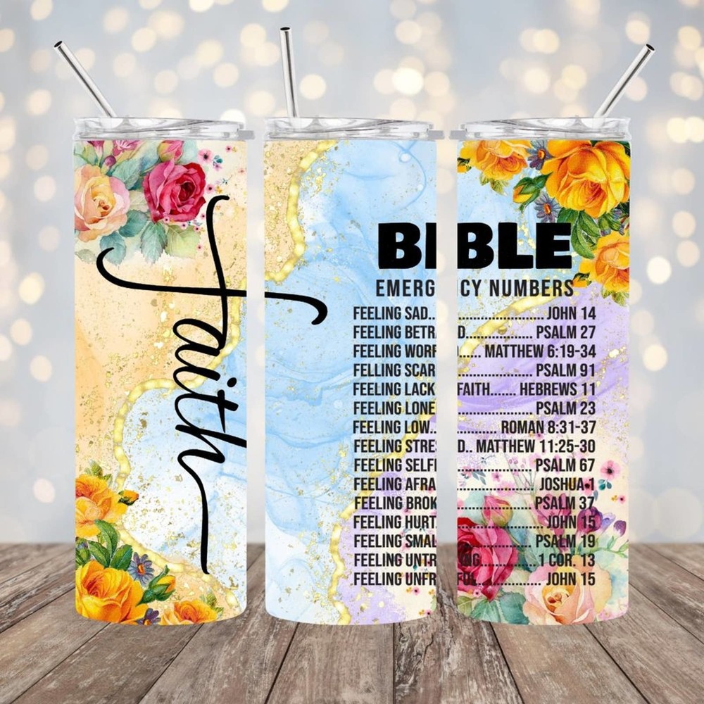 Faith Bible 20oz Tumbler With Metal Straw